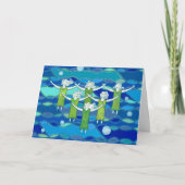 水踊りの女性と波のカード カード (正面)