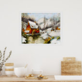 水車で雪景色 ポスター (キッチン)