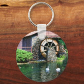 水車の池の水路のキー絵画チェーン キーホルダー (正面)