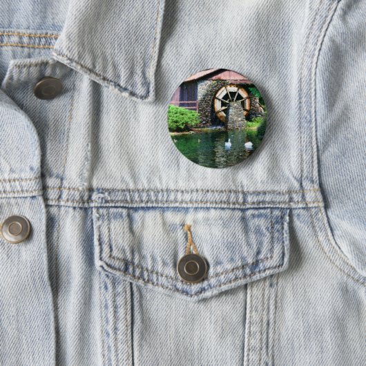 水車の池のSeuratの絵画ボタン 缶バッジ (インサイチュ)