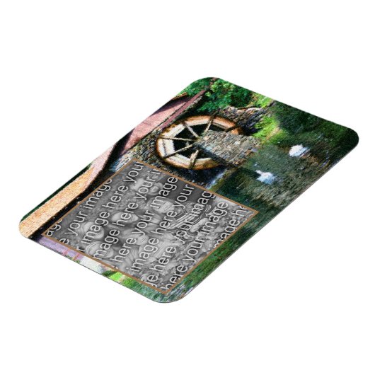 水車の鴨池絵画の写真の追加 マグネット (左側)