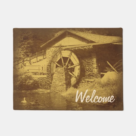 水車アヒル池ヴィンテージへようこそ ドアマット (正面)