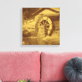 水車アヒル池ヴィンテージルック キャンバスプリント (インサイチュ (リビング))