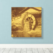 水車アヒル池ヴィンテージルック キャンバスプリント (インサイチュ (ウッドフロア))