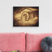 水車アヒル池ヴィンテージ キャンバスプリント (インサイチュ (リビング))