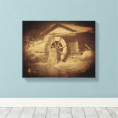 水車アヒル池ヴィンテージ キャンバスプリント (インサイチュ (ウッドフロア))