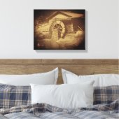 水車アヒル池ヴィンテージ キャンバスプリント (インサイチュ (寝室))