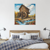 水車ログキャビン キャンバスプリント (インサイチュ (寝室))