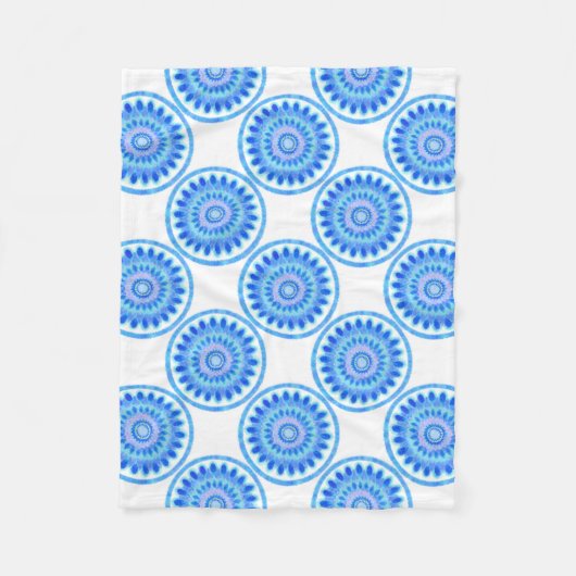 水車（青） フリースブランケット (正面)