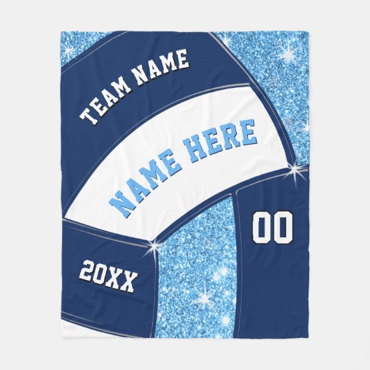 水軍，軽い青のバレーボールのシニアナイトギフト フリースブランケット (正面)