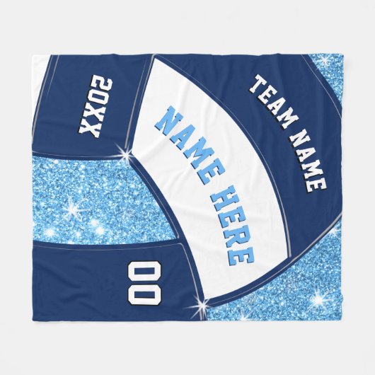 水軍，軽い青のバレーボールのシニアナイトギフト フリースブランケット (正面(横))
