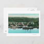 水辺から見た都市と蒸気船 ポストカード (正面/裏面)