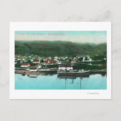 水辺から見た都市と蒸気船 ポストカード (正面)