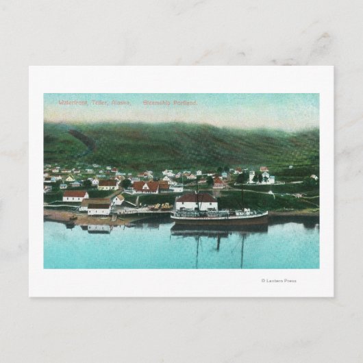 水辺から見た都市と蒸気船 ポストカード (正面)