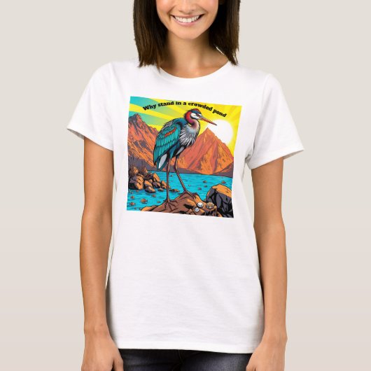 水辺のサギ Tシャツ (正面)