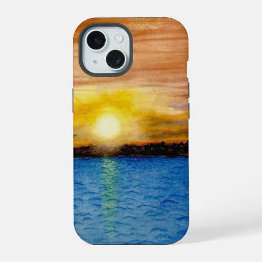 水辺のサンセット iPhone 15ケース (裏面)