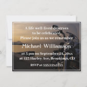 水辺のバイク　人生の祝い 招待状 (裏面)