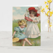 水辺のビクトリア時代の少女たち カード (黄色い花)