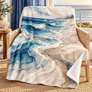 水辺の流れスローケット フリースブランケット