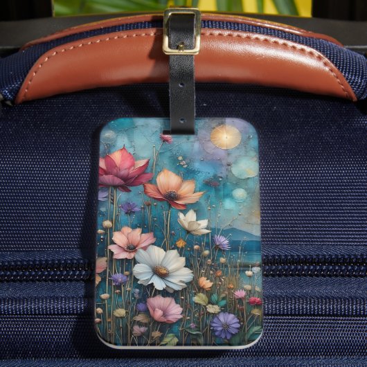 水辺の風景に咲くカラフルな野花 ラゲッジタグ (正面インサイチュ2)