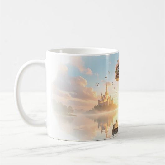 水辺の魔法のバラの疑問マグ コーヒーマグカップ (左)