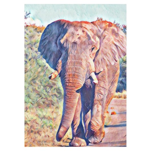 水辺ゾウ テーブルクロス (正面)