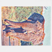 水辺ゾウ フリースブランケット (正面(横))