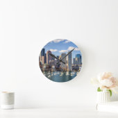 水辺地帯からのボストンスカイライン ラウンド壁時計 (ホーム)