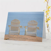 水辺地帯のAdirondackの椅子 カード (黄色い花)