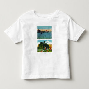 水辺地帯、自由の古いキヅタのコテージの眺め トドラーTシャツ