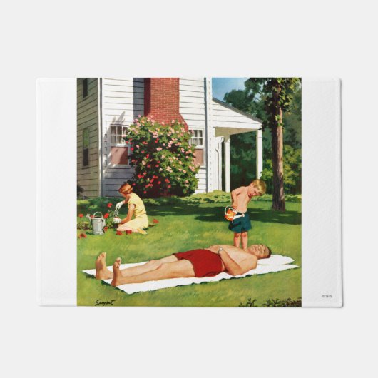 水遊びの父親 ドアマット (正面)