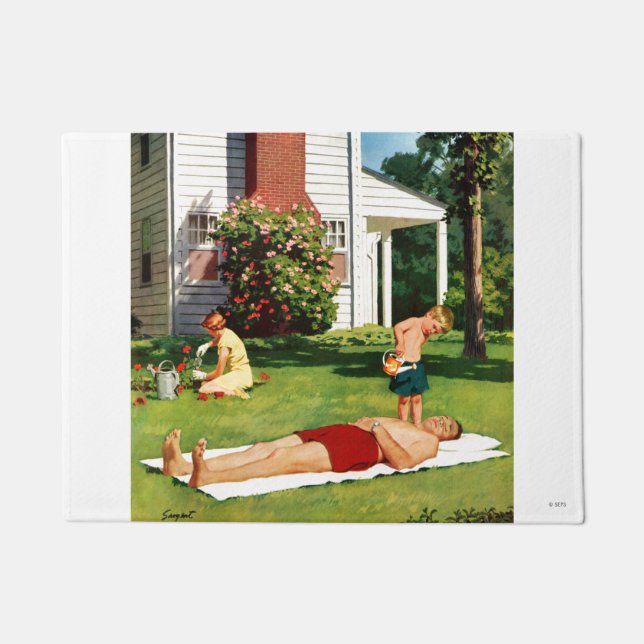 水遊びの父親 ドアマット (正面)