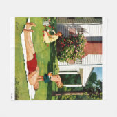 水遊びの父親 フリースブランケット (正面(横))