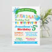 水遊びバースデーパーティー カラフルな色の祭典 招待状 (スタンド正面)