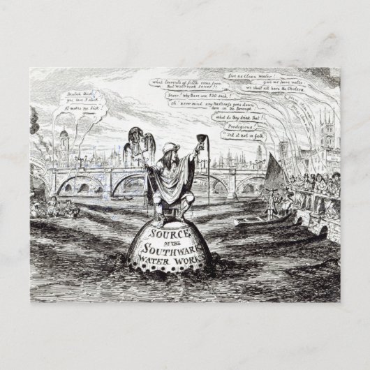 水道会社についての風刺的な漫画 ポストカード (正面)