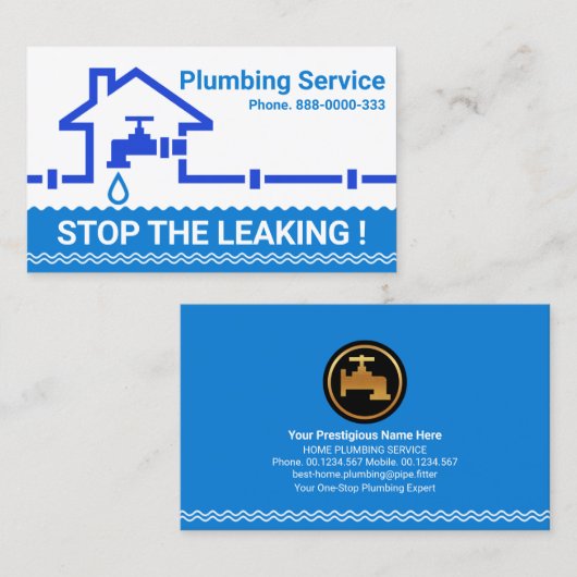 水配管漏れ家庭水栓 名刺 (正面/裏面)