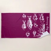 水釣り人のスタイルワインカラー下の魚 ビーチタオル (正面)