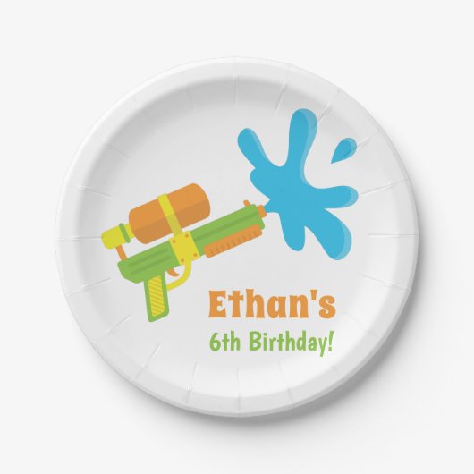 水鉄砲のゲームの子供の誕生日のパーティーの紙皿 ペーパープレート (正面)