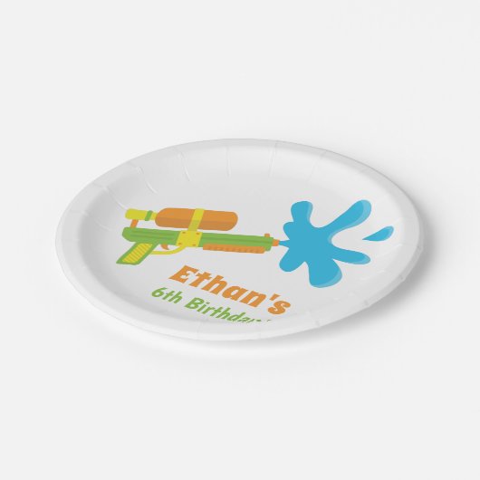 水鉄砲のゲームの子供の誕生日のパーティーの紙皿 ペーパープレート (アングル)