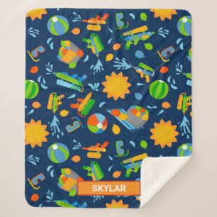 水鉄砲の水気球サマーキッズパターン シェルパブランケット