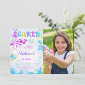 水鉄砲の誕生日写真招待状 招待状 (スタンド正面)