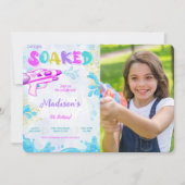 水鉄砲の誕生日写真招待状 招待状 (正面)