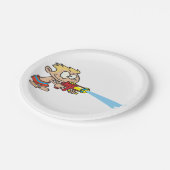 水鉄砲を持つ少年の夏のおもしろい ペーパープレート (アングル)