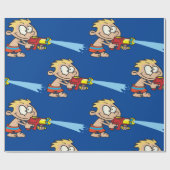 水鉄砲を持つ少年の夏のおもしろい ラッピングペーパー (フラット)