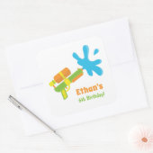 水鉄砲ゲーム子供の誕生日パーティーデコースティッカー スクエアシール (封筒)