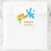 水鉄砲ゲーム子供の誕生日パーティーデコースティッカー スクエアシール (バッグ)