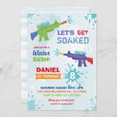 水鉄砲パーティー誕生日招待状「濡れまくろう！」 招待状 (正面/裏面)