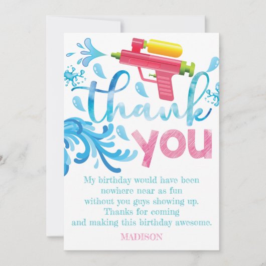 水鉄砲フォトサマーバースデーパーティー サンキューカード (正面)