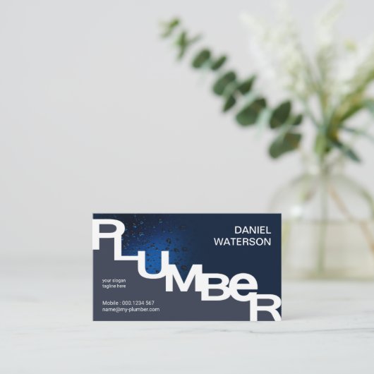 水鉛管工を漏らす発光性水低下 名刺 (スタンド正面)