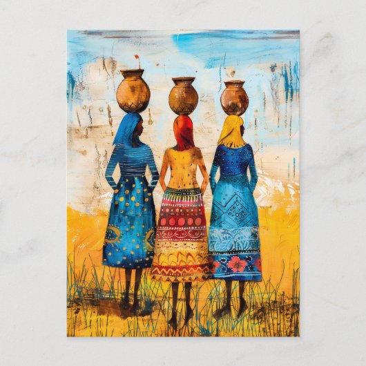 水鉢を持つアフリカの女性 ポストカード (正面)